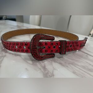 B.B. Simon Red Studded Belt